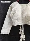 ZF By Ruhi Off White Hakoba Pompom Western Wear Blouse Wholesale Price In Surat
 
